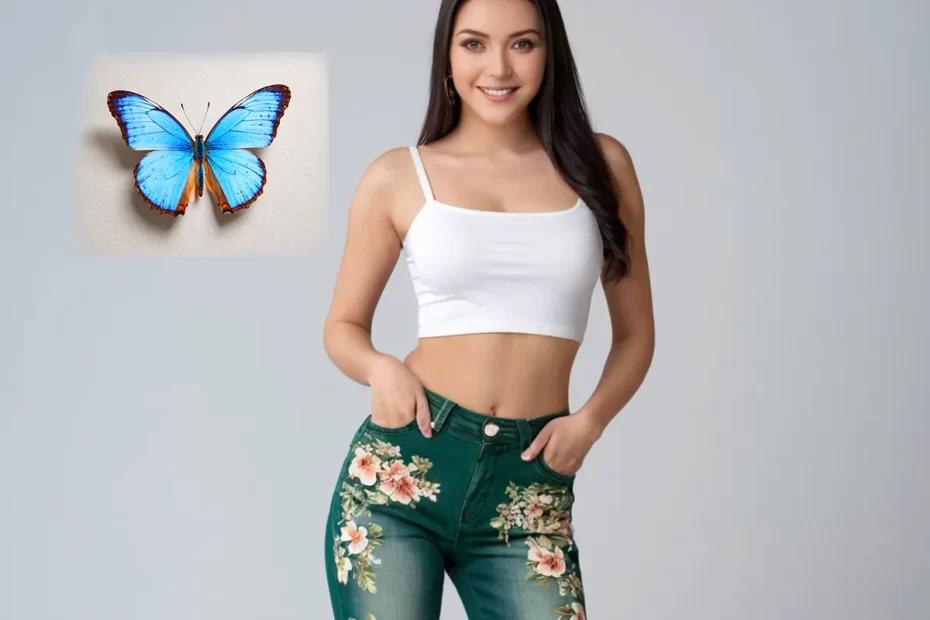 Look para calça feminina com estampa floral para o outono 2025