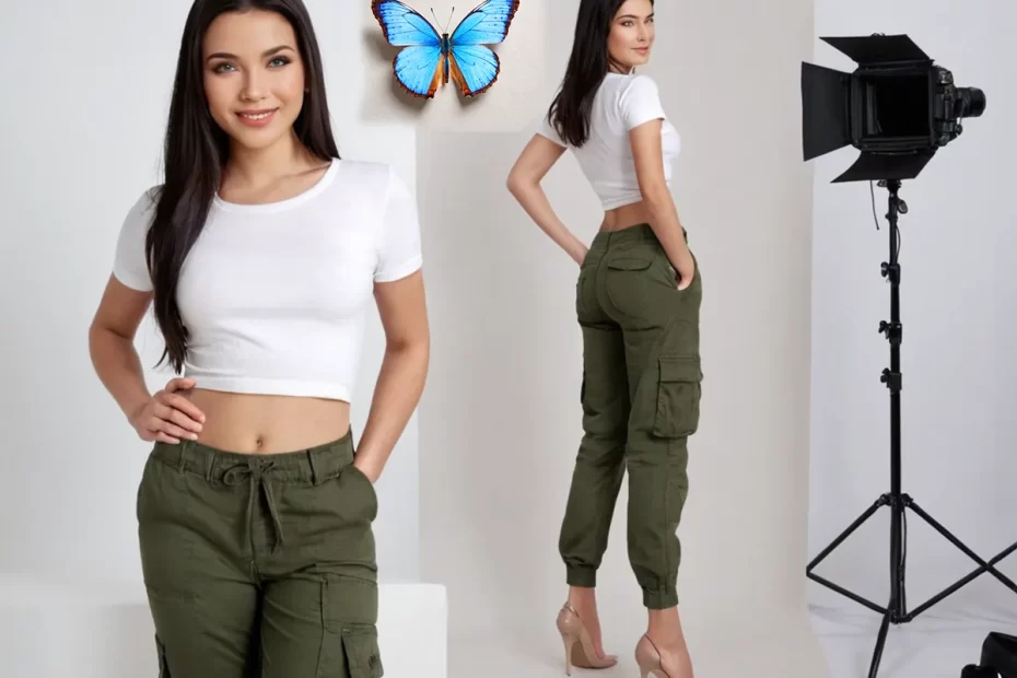 calça Jeans cargo cintura baixa