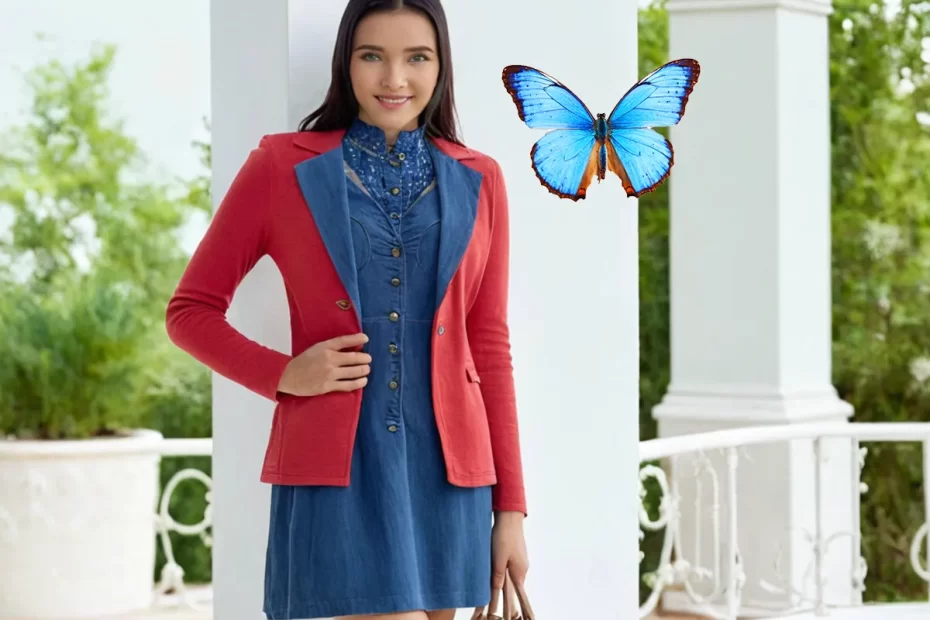 Blazer com vestido jeans