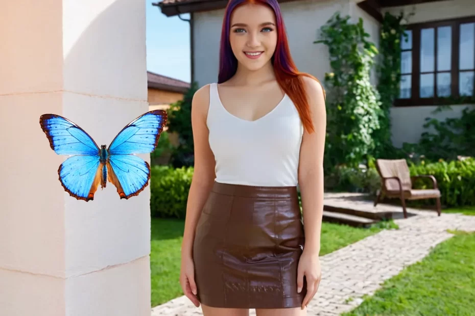 Look feminino mini saia couro marrom, e um top branco