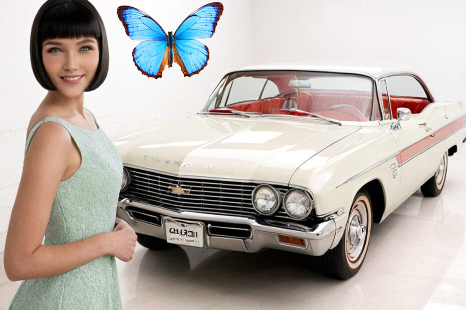 Mulher e Carro Chevrolet Impala 1960