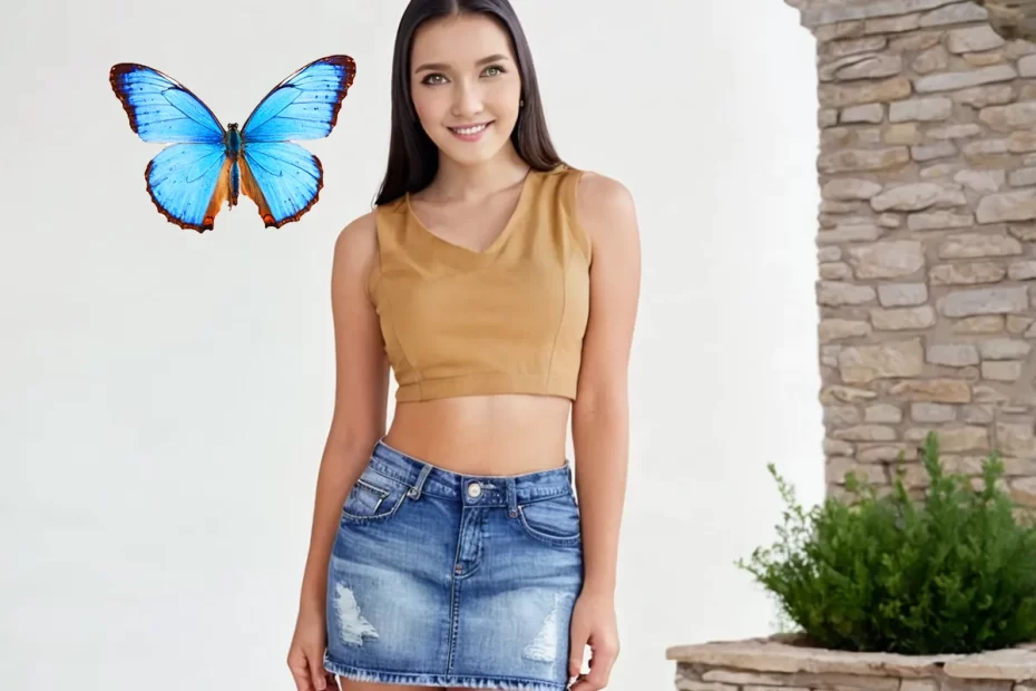 Saia jeans curta cintura baixa look ousado