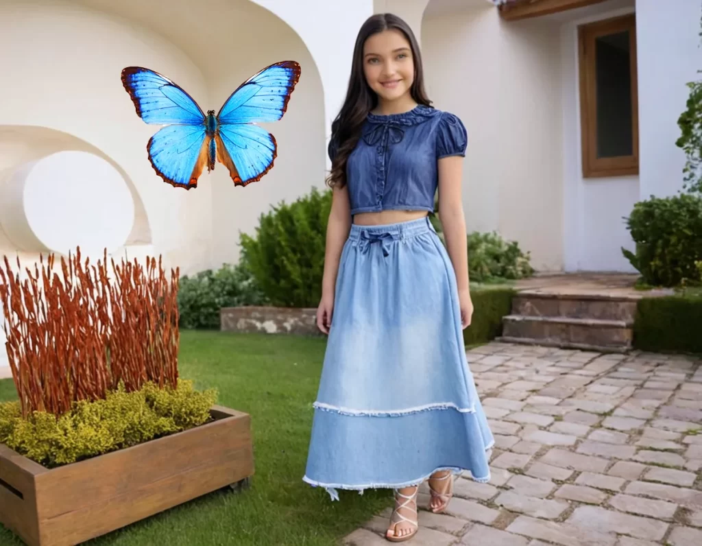 Saia jeans midi moda evangélica confortável e elegante