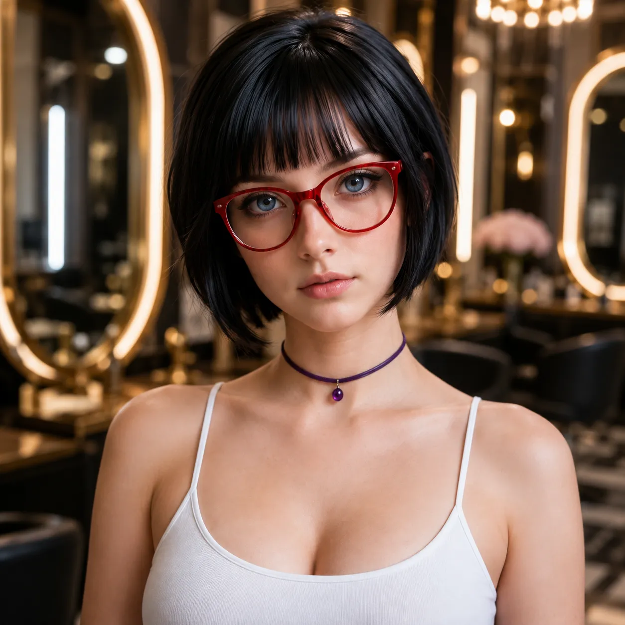 Cabelo curto feminino moderno com corte curto estilizado em salão de beleza