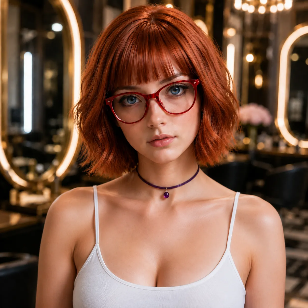 Cabelo curto feminino combinado com moda e acessórios