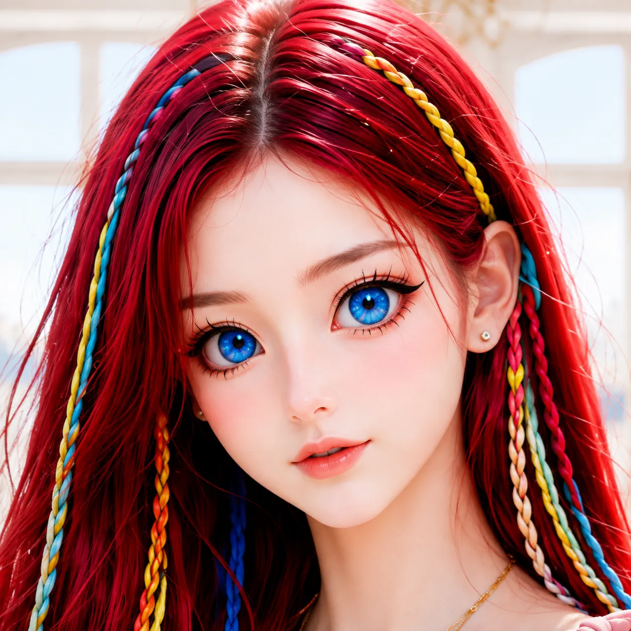 silke-t-mathiasen-anime-vestido-rosa-cabelo-vermelho