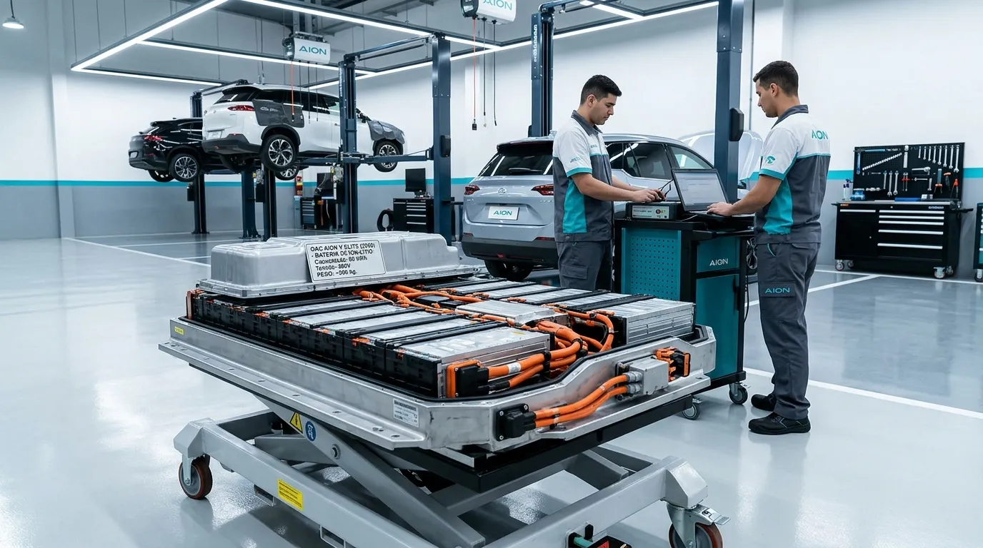 GAC Aion V Elite 2026 elétrico em matéria técnica sobre substituição, manutenção e descarte da bateria de tração